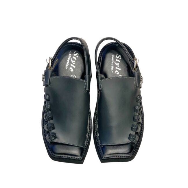 Balochi Design Kaptaan Chappal - Black Color