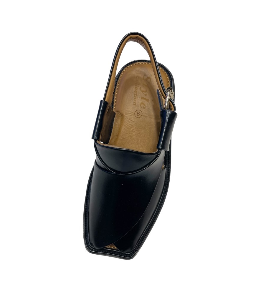 Broad Shape Chappal – Black (High Curam Leather) - Image 3