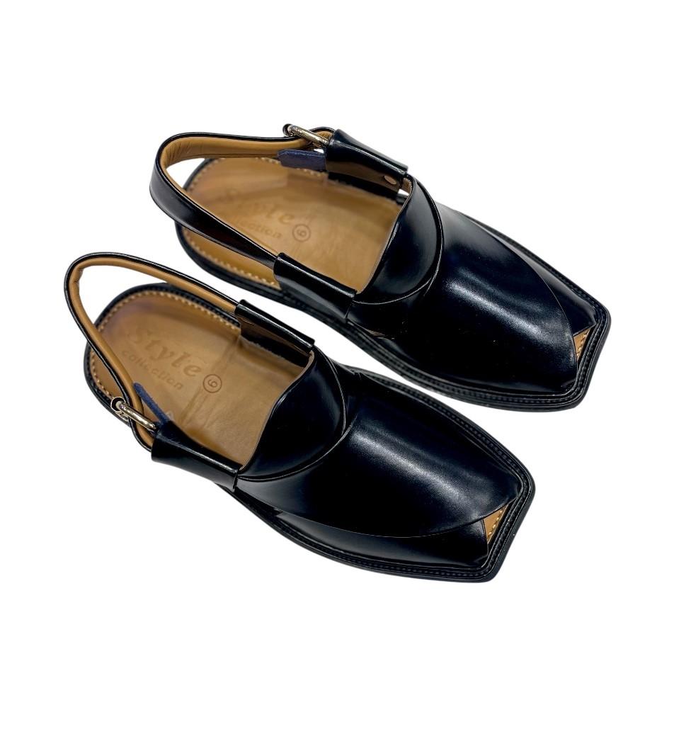 Broad Shape Chappal – Black (High Curam Leather) - Image 2