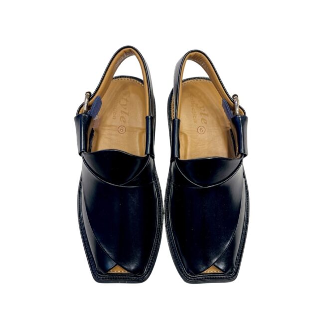 Broad Shape Chappal – Black (High Curam Leather)