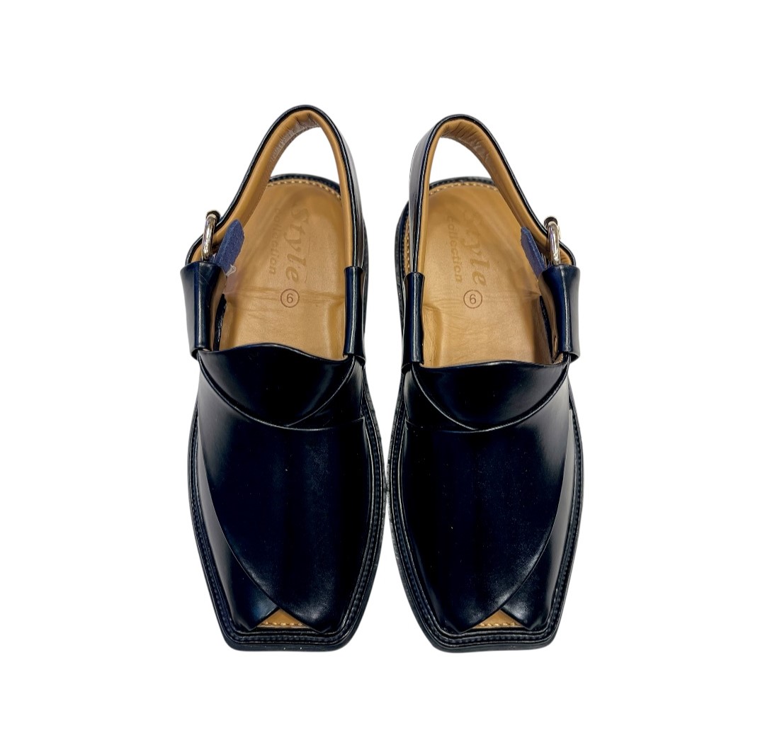 Broad Shape Chappal – Black (High Curam Leather)